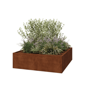 Corten jekleno korito za rože - Kvadrat - 200 x 200 x 60 cm - Varjeno - Brez dnoplošče