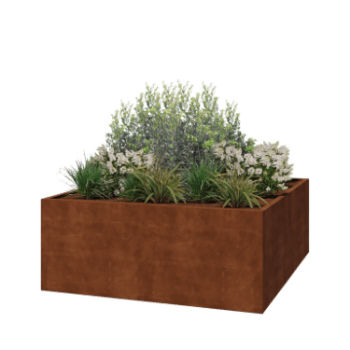 Corten jekleno korito za rože - Kvadrat - 200 x 200 x 80 cm - Varjeno - Brez dnoplošče