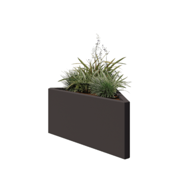 Jekleno korito za rože - Trikotnik neenakostraničen - 83,9 x 46,4 x 40 cm - RAL7016 mat (antracitno siva) - Brez dnoplošče