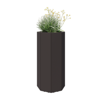 Jekleno korito za rože - Osemkotnik - 48,3 x 48,3 x 100 cm - RAL7016 mat (antracitno siva) - Z dnoploščo - Z nogami