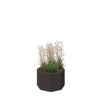 Jekleno korito za rože - Osemkotnik - 48,3 x 48,3 x 30 cm - RAL7016 mat (antracitno siva) - Z dnoploščo - Z nogami