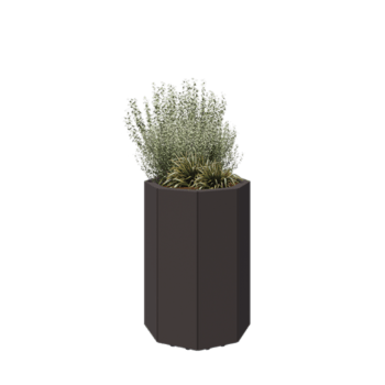 Jekleno korito za rože - Osemkotnik - 48,3 x 48,3 x 70 cm - RAL7016 mat (antracitno siva) - Z dnoploščo - Z nogami