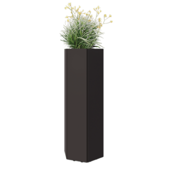 Jekleno korito za rože - Šestkotnik - 39,3 x 34,6 x 100 cm - RAL7016 mat (antracitno siva) - Z dnoploščo - Z nogami