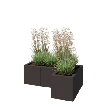 Jekleno korito za rože - L-oblikа - 90 x 60 x 30 cm - RAL7016 mat (antracitno siva) - Z dnoploščo