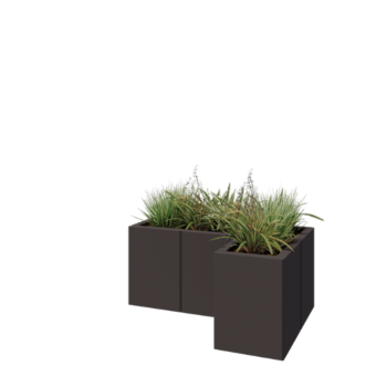 Jekleno korito za rože - L-oblikа - 90 x 60 x 40 cm - RAL7016 mat (antracitno siva) - Z dnoploščo