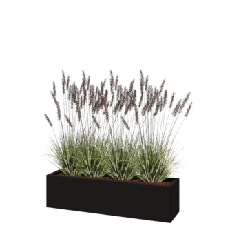 Jekleno korito za rože - Pravokotnik - 120 x 30 x 30 cm - RAL9005 mat (črna) - Z dnoploščo