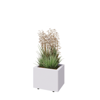 Jekleno korito za rože - Pravokotnik - 40 x 30 x 30 cm - RAL9010 mat (bela) - Z dnoploščo - Z nogami