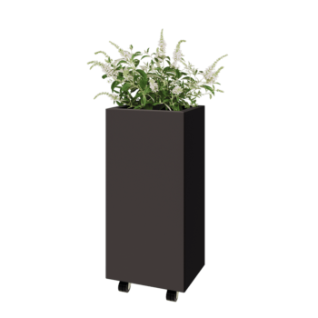 Jekleno korito za rože - Pravokotnik - 40 x 30 x 80 cm - Druga RAL barva - Z dnoploščo - S kolesi