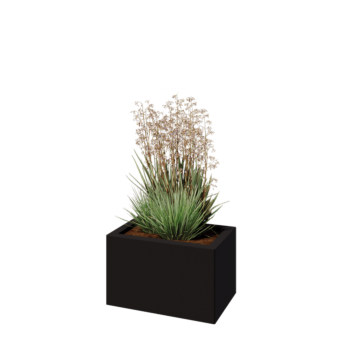 Jekleno korito za rože - Pravokotnik - 50 x 30 x 30 cm - RAL9005 mat (črna) - Z dnoploščo