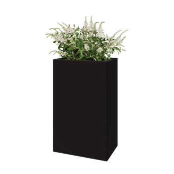 Jekleno korito za rože - Pravokotnik - 50 x 30 x 80 cm - RAL9005 mat (črna) - Z dnoploščo