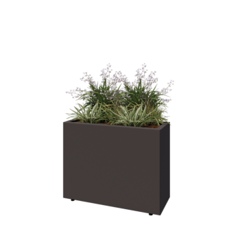 Jekleno korito za rože - Pravokotnik - 80 x 30 x 60 cm - Druga RAL barva - Z dnoploščo - Z nogami