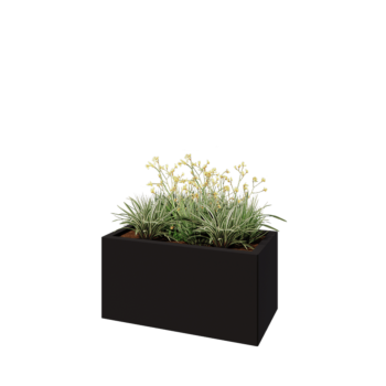 Jekleno korito za rože - Pravokotnik - 80 x 40 x 40 cm - RAL9005 mat (črna) - Brez dnoplošče