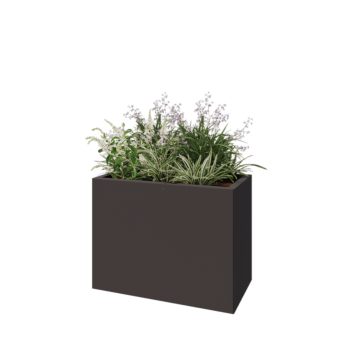 Jekleno korito za rože - Pravokotnik - 80 x 40 x 60 cm - RAL7016 mat (antracitno siva) - Brez dnoplošče