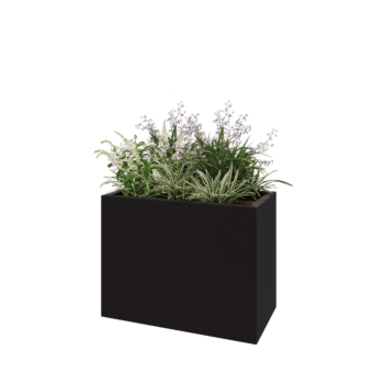 Jekleno korito za rože - Pravokotnik - 80 x 40 x 60 cm - RAL9005 mat (črna) - Brez dnoplošče