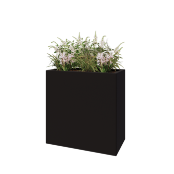 Jekleno korito za rože - Pravokotnik - 80 x 40 x 80 cm - RAL9005 mat (črna) - Brez dnoplošče