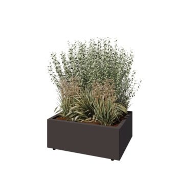 Jekleno korito za rože - Pravokotnik - 80 x 60 x 30 cm - Druga RAL barva - Z dnoploščo - Z nogami