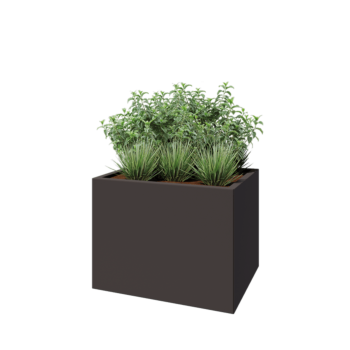 Jekleno korito za rože - Pravokotnik - 80 x 60 x 60 cm - Druga RAL barva - Z dnoploščo