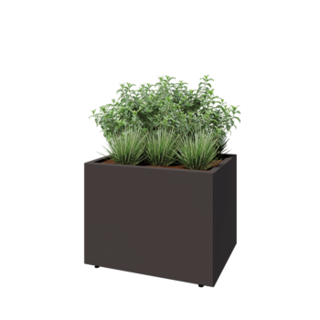 Jekleno korito za rože - Pravokotnik - 80 x 60 x 60 cm - Druga RAL barva - Z dnoploščo - Z nogami