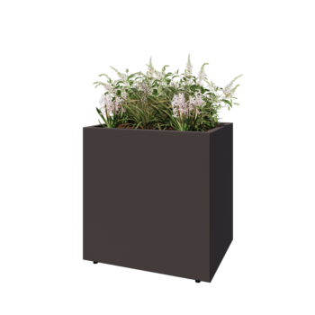 Jekleno korito za rože - Pravokotnik - 80 x 60 x 80 cm - Druga RAL barva - Z dnoploščo - Z nogami