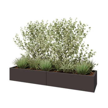 Jekleno korito za rože XXL - Pravokotnik - 200 x 50 x 30 cm - Druga RAL barva - Z dnoploščo