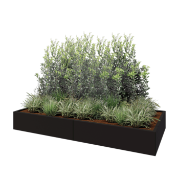 Jekleno korito za rože XXL - Pravokotnik - 240 x 100 x 30 cm - RAL9005 mat (črna) - Brez dnoplošče