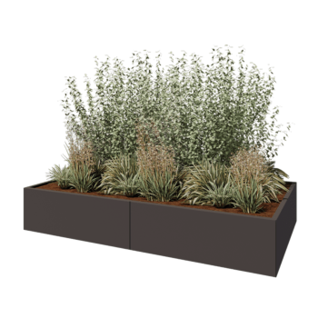 Jekleno korito za rože XXL - Pravokotnik - 240 x 120 x 40 cm - Druga RAL barva - Z dnoploščo