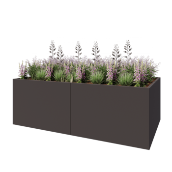 Jekleno korito za rože XXL - Pravokotnik - 240 x 120 x 80 cm - Druga RAL barva - Z dnoploščo