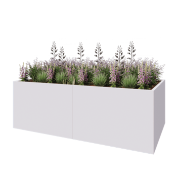 Jekleno korito za rože XXL - Pravokotnik - 240 x 120 x 80 cm - RAL9010 mat (bela) - Brez dnoplošče