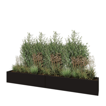 Jekleno korito za rože XXL - Pravokotnik - 240 x 30 x 30 cm - RAL9005 mat (črna) - Brez dnoplošče