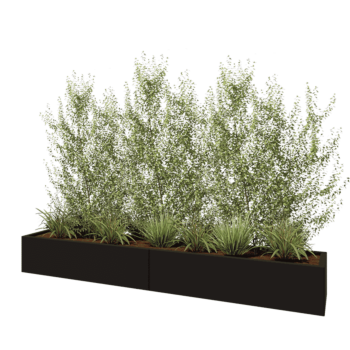 Jekleno korito za rože XXL - Pravokotnik - 240 x 40 x 30 cm - RAL9005 mat (črna) - Z dnoploščo