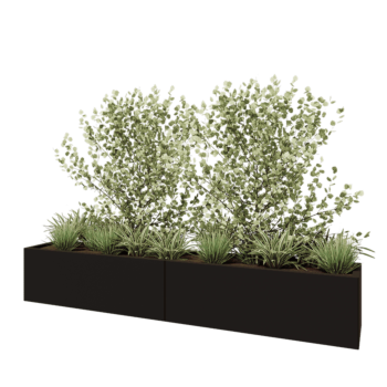 Jekleno korito za rože XXL - Pravokotnik - 240 x 40 x 40 cm - RAL9005 mat (črna) - Z dnoploščo