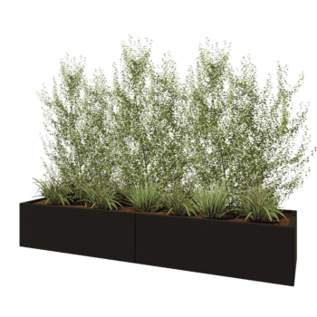 Jekleno korito za rože XXL - Pravokotnik - 240 x 60 x 40 cm - RAL9005 mat (črna) - Z dnoploščo