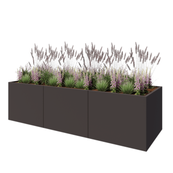 Jekleno korito za rože XXL - Pravokotnik - 300 x 100 x 80 cm - RAL7016 mat (antracitno siva) - Z dnoploščo