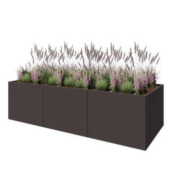 Jekleno korito za rože XXL - Pravokotnik - 300 x 120 x 80 cm - Druga RAL barva - Z dnoploščo