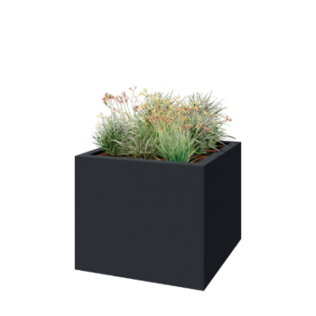 Poliester Korito za rože - Kvadrat - 120 x 120 x 100 cm - RAL7021 mat (črno-siva) - Z dnom