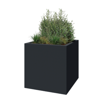 Poliester Korito za rože - Kvadrat - 120 x 120 x 120 cm - RAL7021 mat (črno-siva) - Z dnom