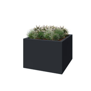 Poliester Korito za rože - Kvadrat - 140 x 140 x 100 cm - RAL7021 mat (črno-siva) - Z dnom