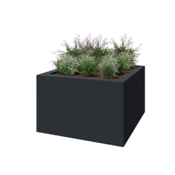 Poliester Korito za rože - Kvadrat - 160 x 160 x 100 cm - RAL7021 mat (črno-siva) - Z dnom