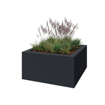 Poliester Korito za rože - Kvadrat - 160 x 160 x 80 cm - RAL7021 mat (črno-siva) - Z dnom