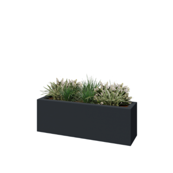 Poliester Korito za rože - Pravokotnik - 120 x 30 x 40 cm - RAL7021 mat (črno-siva) - Z dnom