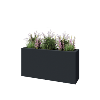 Poliester Korito za rože - Pravokotnik - 120 x 30 x 60 cm - RAL7021 mat (črno-siva) - Z dnom