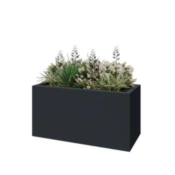 Poliester Korito za rože - Pravokotnik - 120 x 50 x 40 cm - RAL7021 mat (črno-siva) - Z dnom