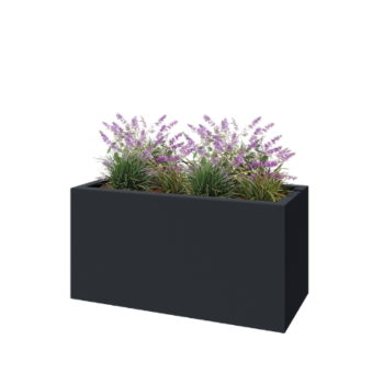 Poliester Korito za rože - Pravokotnik - 120 x 50 x 60 cm - RAL7021 mat (črno-siva) - Z dnom