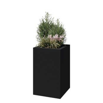 Poliester Korito za rože - Kvadrat - 50 x 50 x 80 cm - RAL7021 mat (črno-siva) - Z dnom