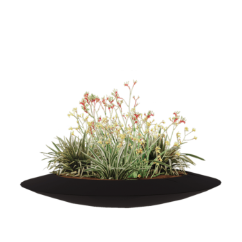 Poliester Korito za rože - Skleda - Ø 120 x 20 cm - RAL9005 mat (črna) - Z dnom