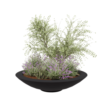 Poliester Korito za rože - Skleda - Ø 153 x 34 cm - RAL7021 mat (črno-siva) - Z dnom