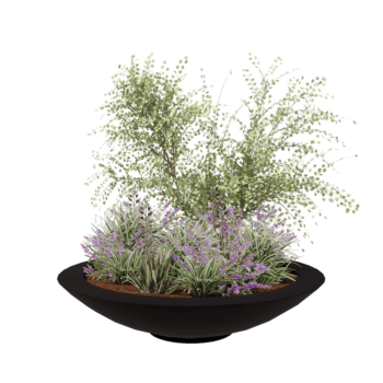 Poliester Korito za rože - Skleda - Ø 153 x 34 cm - RAL9005 mat (črna) - Z dnom