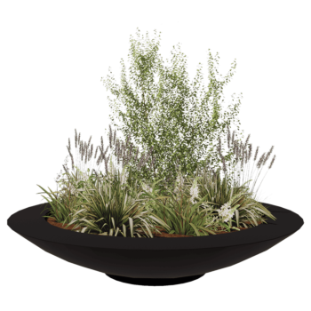 Poliester Korito za rože - Skleda - Ø 200 x 40 cm - RAL9005 mat (črna) - Z dnom