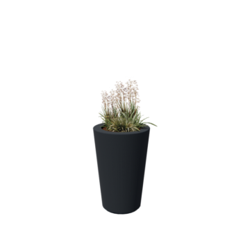 Poliester Korito za rože - Stožčast - Ø 55 x 76 cm - RAL7021 mat (črno-siva) - Z dnom