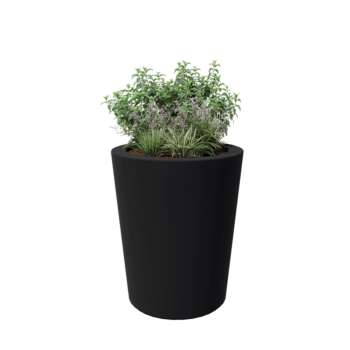 Poliester Korito za rože - Stožčast - Ø 89 x 100 cm - RAL7021 mat (črno-siva) - Z dnom